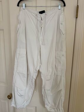 Local European White Drawstring Waist Jogger Pants